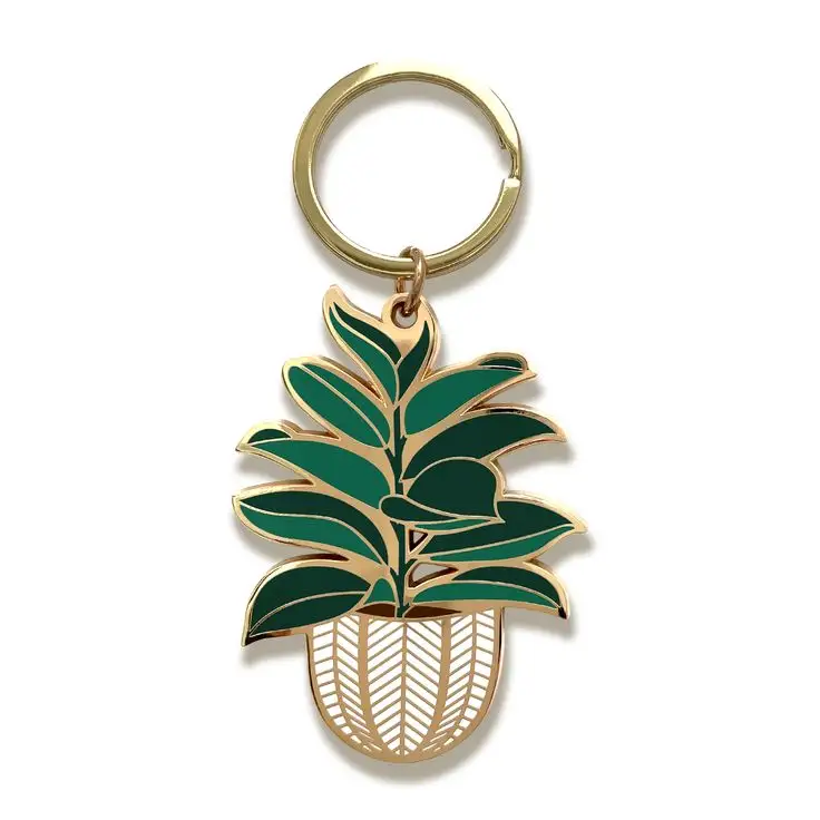 Porte-clés personnalisé émail dur doux porte-clés feuille Pachira Macrocarpa Souvenir 2D 3D brillant or métal porte-clés pour cadeau de vacances