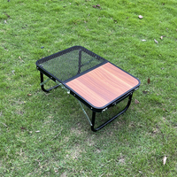Valise personnalisée table multifonctionnelle en maille de bois barbecue, mini table de pique-nique pliante extérieure en métal pour enfants portable en aluminium pour le camping