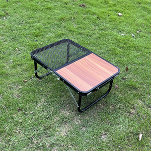 <span class=keywords><strong>Maleta</strong></span> personalizada multifuncional de grano de madera barbacoa mesa de malla, Camping Mini aluminio portátil chico Metal al aire libre plegable MESA DE Picnic - Product Image 2