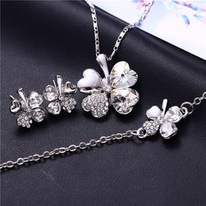 आर्टीवेट क्रिस्टल गैंडा क्लिवर पेलेंट नेकलेस वरिंग ब्रेसलेट महिला पार्टी जेम्स्टोन गहने सेट - Product Image 5