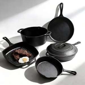 Juego de Utensilios de Cocina de Hierro Fundido de Alta Calidad, 5 Piezas, Sin Recubrimiento, Sartén Multifuncional y Olla para Guisos, para Uso en Hoteles, Restaurantes y Cocinas Domésticas - Product Image 1