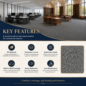 Hotel Carpet Solid Colors Wall to Wall Carpet Commercial Use Classic Style Low Pile Tufted Stain Resistant Polypropylene - Product Image 3