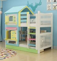 AILICHEN Lit superposé tendance en bois massif Lit multifonctionnel pour cabane dans les arbres avec échelle et toboggan