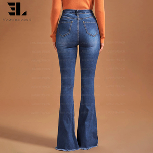 Pabrik Produsen Penjual Grosir Celana <span class=keywords><strong>Jeans</strong></span> Denim LARSUR Xintang Guangzhou Cina, Celana <span class=keywords><strong>Jeans</strong></span> Wanita Model Klasik, Flare, dan Skinny - Product Image 3