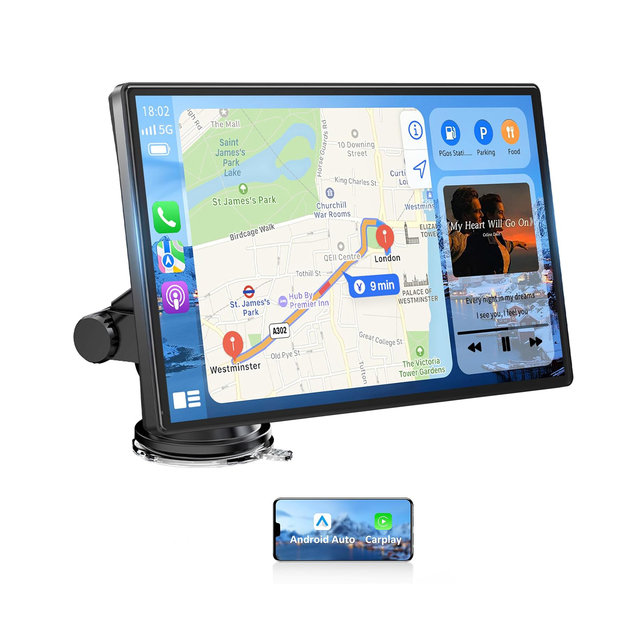9'' Smart CarPlay Multimedia Player IPS Screen RGB Portable Wireless AirPlay Mirror Link Stereo Car Radio with Android Auto