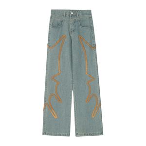 Jeans stile Hip Hop da uomo primavera asciugamano fresco ricamato pantaloni in Denim per amante pantaloni larghi larghi Jeans - Product Image 1