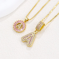 TK Collier tendance pour femme, ensemble de 26 lettres, plaqué or, pendentif fleur de sucre candi, lettres anglaises en zircon, collection anniversaire, best-seller