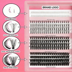 Sulv Bandeja Grande de 14 Filas Rosa D-Curl para Extensiones de Pestañas DIY, Racimo Negro Hecho a Mano <span class=keywords><strong>con</strong></span> Adhesivo y Sellador, Set de Herramientas de Maquillaje y Cuidado de <span class=keywords><strong>Uñas</strong></span> - Product Image 2
