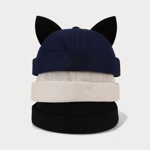 Nouveau bonnet Docker pour femme, style Yuppie, avec oreilles de chat mignonnes, coupe melon, Printemps-Été - Product Image 2