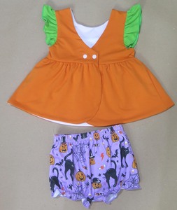 Conjunto de Ropa para Bebé Niña, Top Naranja con Estampado de Halloween, Leggings Morados con Gato Negro y Calabaza, Conjunto para Fiesta de Otoño - Product Image 3