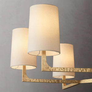 Lustre suspendu en laiton de 48 pouces avec abat-jour en tissu de lin simple de style américain pour salle à manger, îlot de cuisine, bar, hôtel, chambre à coucher - Product Image 5