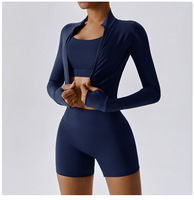 2023 3 pièces grande taille veste + Leggings + soutien-gorge de sport Yoga ensemble athlétique vêtements de sport Fitness vêtements de sport vêtements d'entraînement pour les femmes