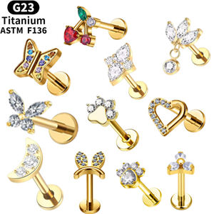 सोने की आंतरिक थ्रेड इयररिंग्स G23 टाइटेनियम मिश्र धातु चेरी पत्ती होंठ स्टड फैशन महिलाओं की शैली दैनिक जीवन भेदी गहने - Product Image 3