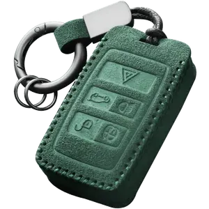 غطاء غطاء مفتاح السيارة من Ushilife Alcantara لسيارة لاند روفر إصدار عصري غطاء سلسلة مفاتيح إكسسوارات مفاتيح السيارة