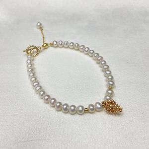 2025 Women's White Freshwater Pearl Pine Cone Pendant <b>Bracelet</b> with <b>Adjustable</b> 14K Gold OT Buckle Fashion Pendants & Charms - Product Image 2