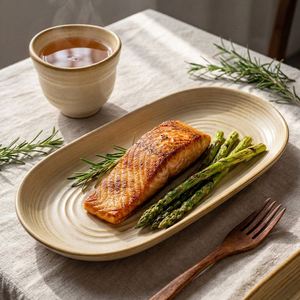 Japanese Style <b>Ceramic</b> Steak <b>Plate</b> Oval Shaped Pasta Sushi Sashimi Salad <b>Plate</b> Household Porcelain Bread Tray Snack <b>Plate</b> - Product Image 3