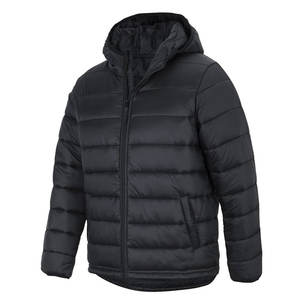 Veste matelassée légère avec logo personnalisé, vente en gros, veste chaude légère noire à capuche, veste d'hiver rembourrée en coton pour hommes - Product Image 3