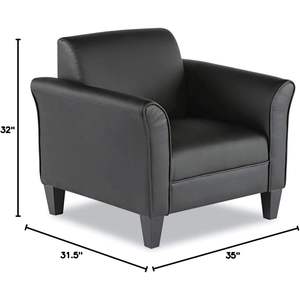 Fauteuil club de la série Alera ALE Reception Lounge, en cuir noir/noir, élégant, pour salle d'attente - Product Image 3