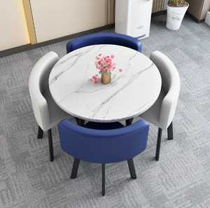 Ensemble de table et chaises de salle à manger extensible moderne pour un usage domestique dans les petits appartements - 4 pièces, meubles de salle à manger pliables en acier - Product Image 6