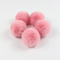 Pom poms en fausse fourrure de lapin 5 pièces, taille de 4cm avec bande élastique, pom poms en fourrure artificielle souple pour accessoires de bricolage