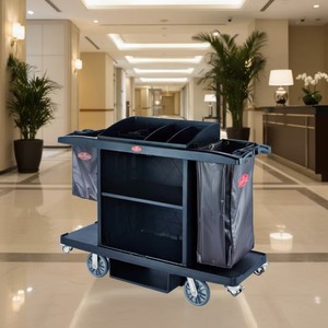 Southern GNF SFC01 layanan kamar Hotel kereta <span class=keywords><strong>Linen</strong></span> plastik troli pembersih kerja lantai khusus - Product Image 6