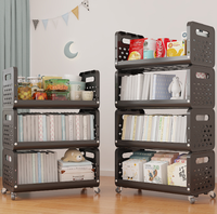 Chariot métallique multi-étages sur roulettes, organisateur de rangement polyvalent avec étagères grillagées pour cuisine/salle de bain/porte-collations, robuste