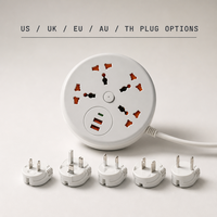 Multiprise murale multifonctionnelle avec veilleuse USB, pour bureau, maison, dortoir, avec long câble et prises multiples