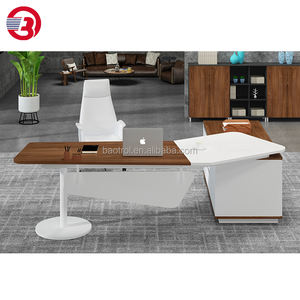 Table d'ordinateur de bureau Secrétaire en bois avec tiroirs CEO Table de travail en marbre acrylique - Product Image 6