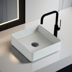 Tame PZ6275-GM1 Chất lượng cao nghệ thuật hiện đại gốm lưu vực bồn rửa đá cẩm thạch với drainer cho khách sạn phòng tắm - Product Image 2