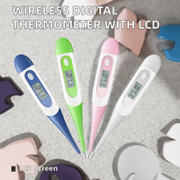 Termometer Digital Nirkabel Medis Soft Head dengan Layar LCD, Termometer Elektronik Celcius untuk Penggunaan Rumah Tangga