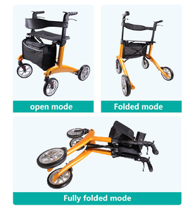 Trọng lượng nhẹ gấp rollator Walker với ghế 8 inch bánh xe Khung sợi <span class=keywords><strong>Carbon</strong></span> cho người cao tuổi di động hỗ trợ - Product Image 5