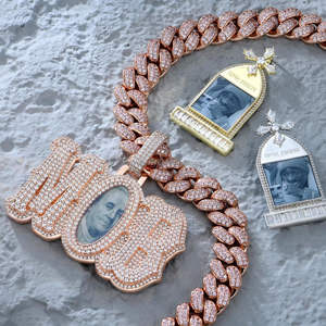 100% pasó el probador de diamantes personalizado alas de Ángel foto S925 plata 10K 14K 18K oro sólido helado VVS Moissanite memoria colgante - Product Image 5