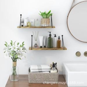 Solid Wood <b>Wall</b> <b>Shelf</b> 2 Tier Hanging Storage Rack For Books And Decor Living Room Bathroom <b>Mounting</b> - Product Image 2