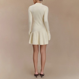 2025 último diseño alto cuello simulado Falda plisada acogedor suave prendas de punto mujeres otoño vestido Sexy deportes tenis falda - Product Image 2