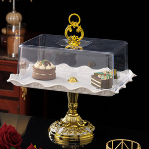 Plato de cerámica de lujo de varios niveles con base dorada, plato de porcelana para refrigerios para la mesa de centro de la sala de estar - Product Image 3