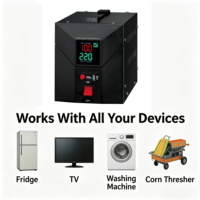 Stabilisateur de tension monophasé LCD AVR 2000VA en gros, en aluminium, résistant à la chaleur et à l'humidité, protection contre les surtensions, pour appareils électroménagers