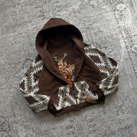 Fabricant de vêtements OEM, ensemble de sweat-shirts à fermeture éclair personnalisés pour hommes, style vintage western, broderie animale, patchwork