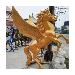 polyresin sculpture animalière grandeur nature d'or de fibre de verre de résine statues de cheval à vendre - Product Image 3