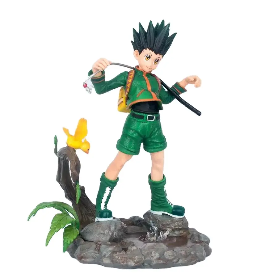 Mainan figur aksi uniseks 28cm GK Hunter X Hunter Gon Freecss PVC film mainan Jepang & TV figur Anime perempuan Jepang payudara besar