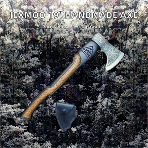 Jexmoo Hache à fendre Tomahawk artisanale de 19 pouces en acier inoxydable avec manche en bois de rose et housse en cuir – Cadeau idéal pour le bricolage et l'industrie - Product Image 2