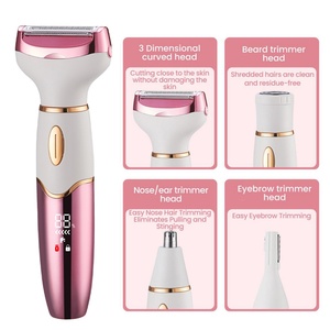 เครื่องกำจัดขนไฟฟ้าแบบหมุนได้อเนกประสงค์ 4 in 1 สำหรับดูแลผิวกายผู้หญิง ใช้ในบ้าน เครื่องโกนขน - Product Image 1