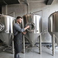 Cuve de Fermentation Conique en Acier Inoxydable 2000L, Contrôlée par PLC, Motorisée, pour Bière et Vin
