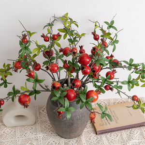 घर रसोई शादी के लिए लाल नारंगी फलित एकल कृत्रिम अनार शाखा - Product Image 3