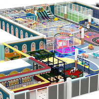 Aire de jeux colorée vintage pour enfants, équipement de jeu souple de qualité supérieure, divertissement interactif en intérieur pour les sites commerciaux à fort trafic