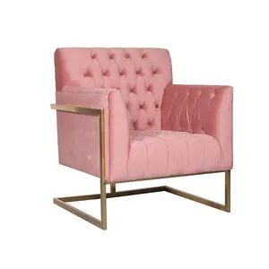 Großhandel sofa 1 jahr alt-Home Möbel Freizeit Kanal Tufed Alt Rosa Sessel Couch Einen sitz Accent Sofa mit Luxus Goldene Basis