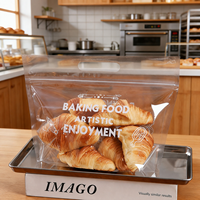 Sachet d'emballage refermable pour pain de mie composite, sac à pain transparent en plastique avec fermeture éclair et poignée pour boulangerie