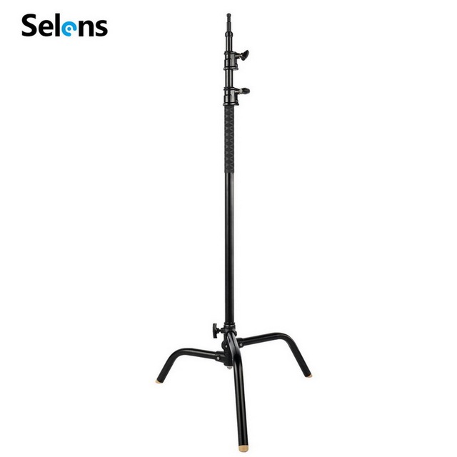 Selens Silver SLS136N-S Light Support Base C Stand with Extension Boom Arm Grip Head for Photography Studio