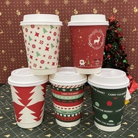Nouveauté Gobelets en papier jetables de haute qualité pour boissons chaudes de Noël Logo d'impression personnalisé 8oz 12oz 16oz 22oz Styles à paroi unique