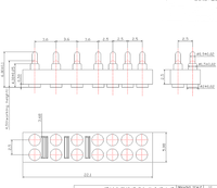 Connecteur Pogo Pin 14P en Laiton Personnalisé de Précision, Pas de Broche 2,54 mm, pour Application sur PCB, 1,5 A 12 V