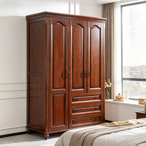 Armario Tradicional de Madera Maciza con Puertas de Panel Elevado y Diseño con Bisagras, Gran Capacidad, Estilo Antiguo - Product Image 4